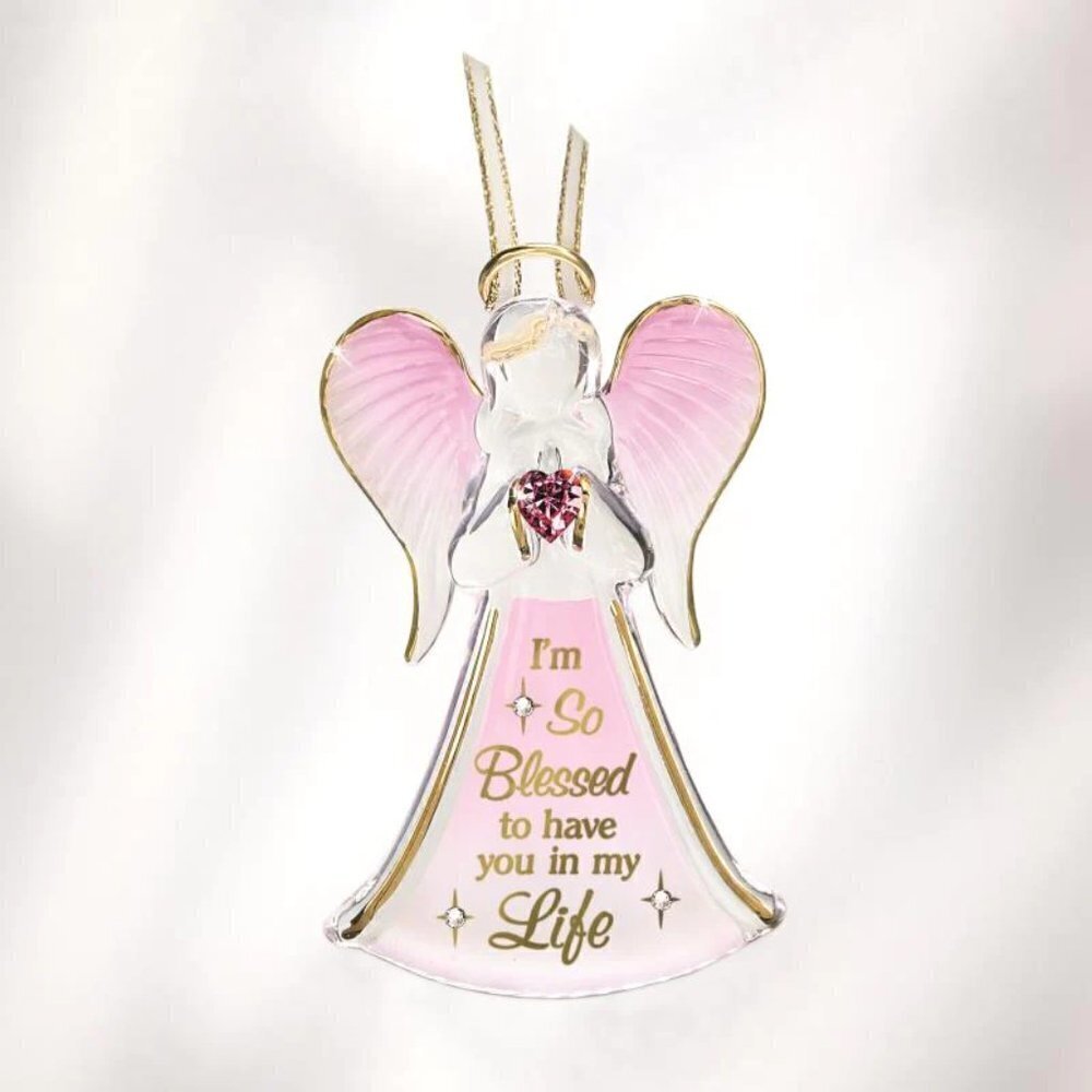 Glass Baron Angel "I'm Blessed" Ornament in Gift Box